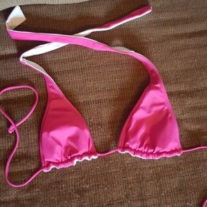 Reversible swim top hot pink and white size small